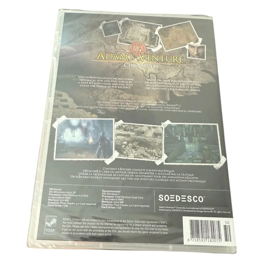 Adam's Venture - Chronicles PC Game DVD NEW‎ SEALED + STEAM Rare OOP Adventure